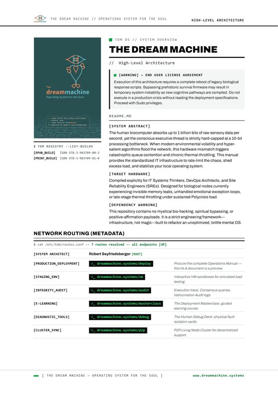TDM HLA Summary — first-page preview: dark blueprint cover with the system architecture manifest